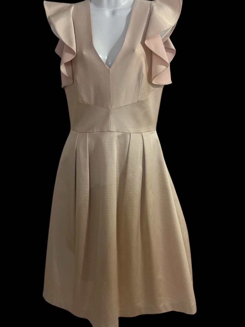 Daniel Cremieux Blush Pink Ruffle V-Neck Midi Dress Sz 2